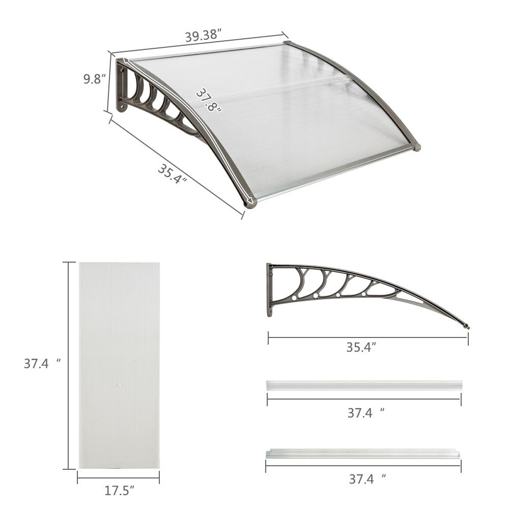 AHDECOR-HOME Awnings 39.38x 37.8 Inch Household Application Door & Window Awnings Gray Holder