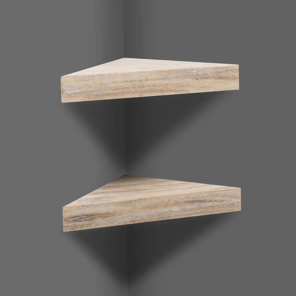 Ah-decor corner shelves Straight edge / Rustic AHDECOR Rustic Wood Corner Wall Shelves, Wall Mounted Floating Corner Shelf for Home Décor, 2-Pack