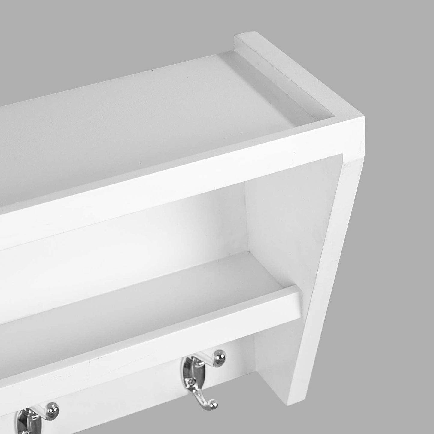 Ah-decor entry hook White AHDECOR White Wall Mounted Entryway Floating Shelf with Coat Hooks, Wooden Wall Organizer Coat Rack, Storage Hanging Shelf for Home Decor