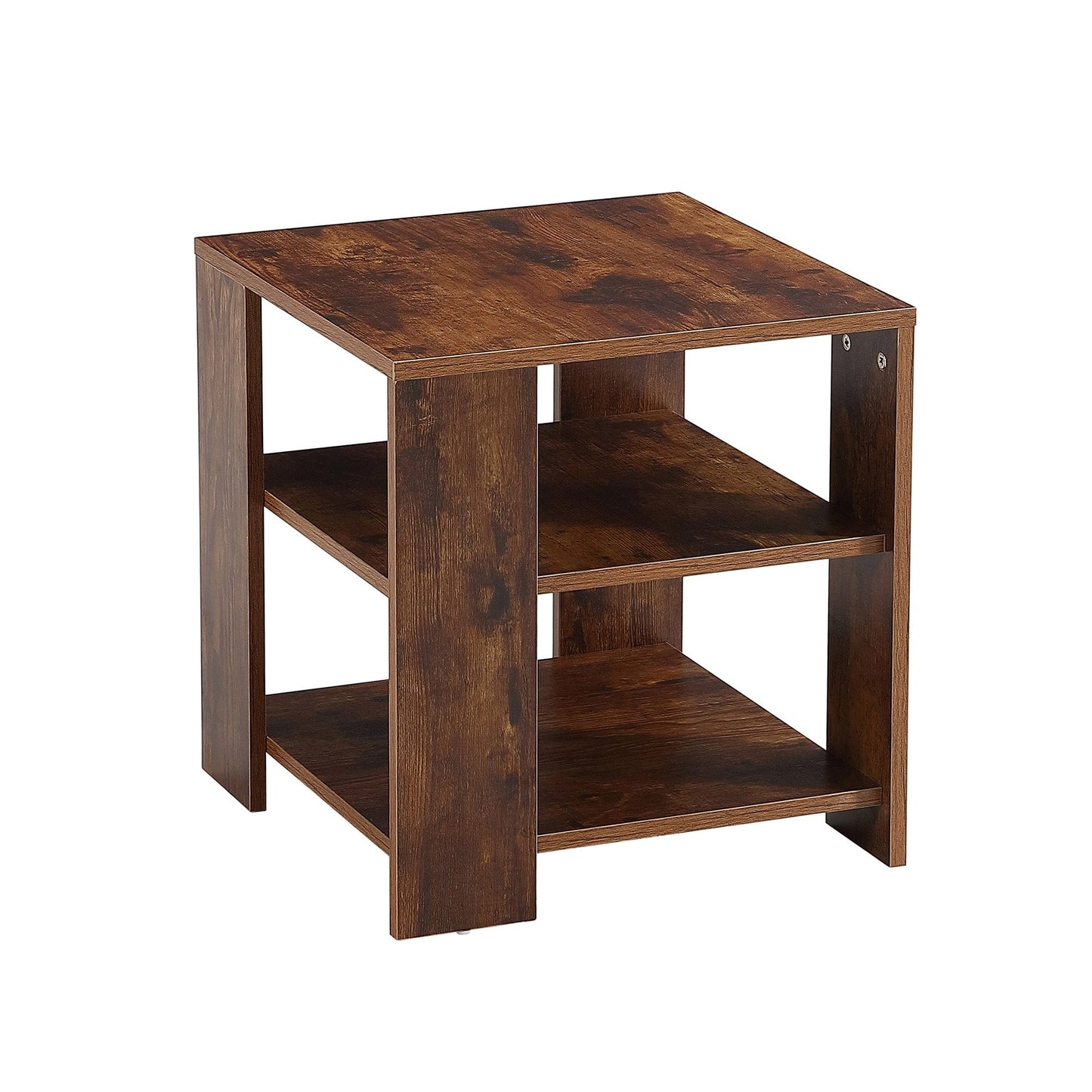Ah-decor side table Square side table,simple style design,3-tier end table,wood living room nightstand,bedroom,easy assembly,1-pack, rustic brown