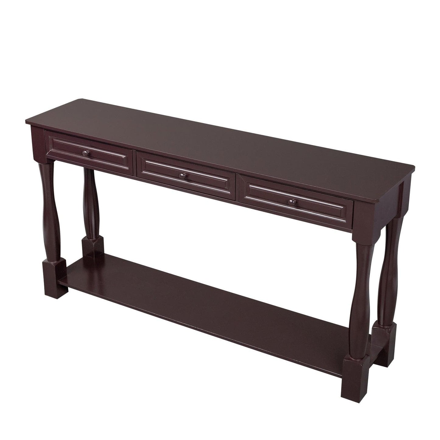 Ah-decor sofa table Console Table for Entryway Wood Sofa Table with Storage Drawers and Bottom Shelf for Hallway Living Room Brown Color