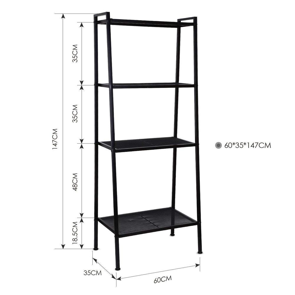 Ah-decor storage shelf Multifunctional Metal Storage Shelves, Black Ladder Small Bookshelf for Home Decor