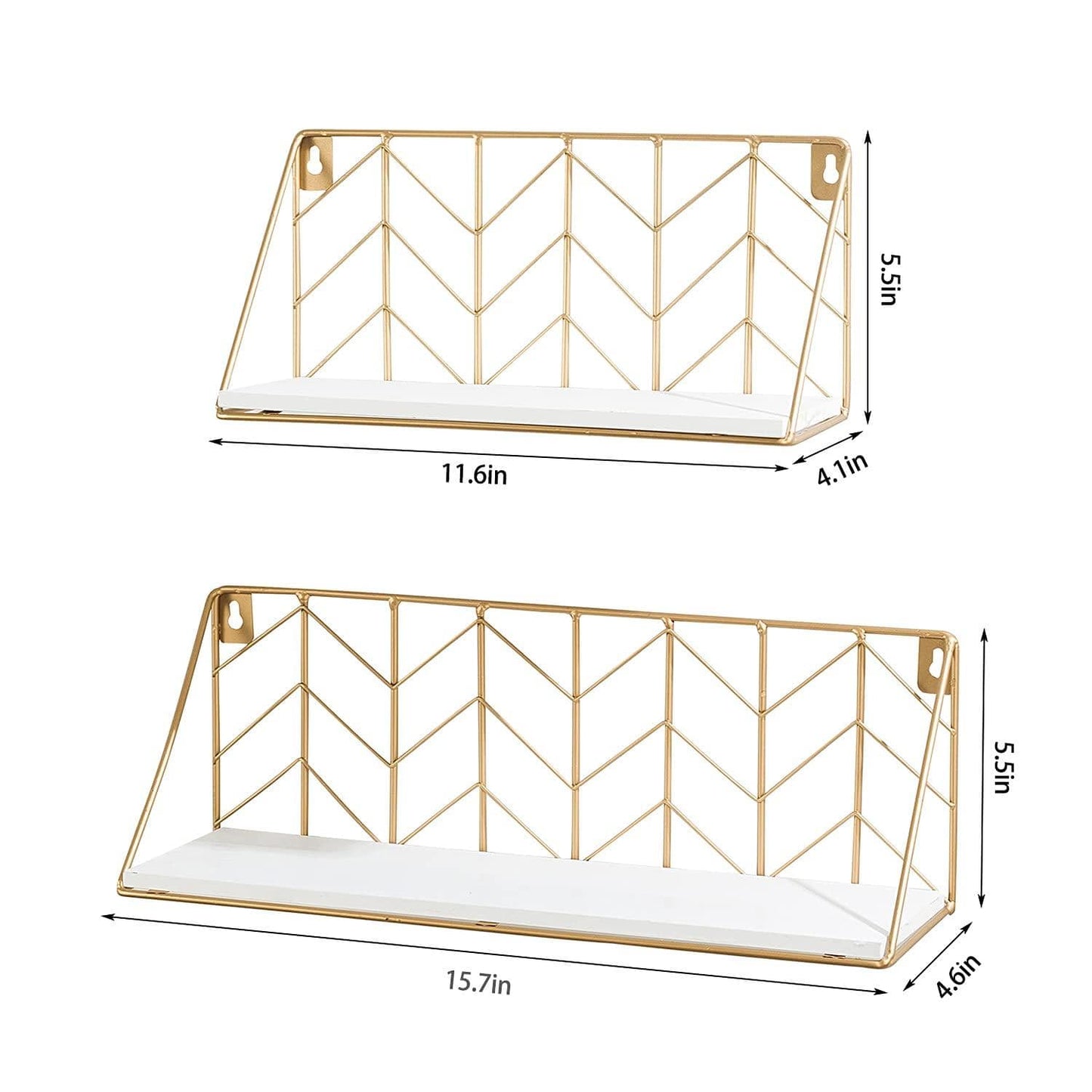 Ah-decor wall shelf 2 Pieces with multi-length / White AHDECOR Wall Mounted Metal Wire Floating Shelves, Wooden Hanging Storage Shelf, Decor Display Shelves for Dining, Kitchen Living Room, Set of 2