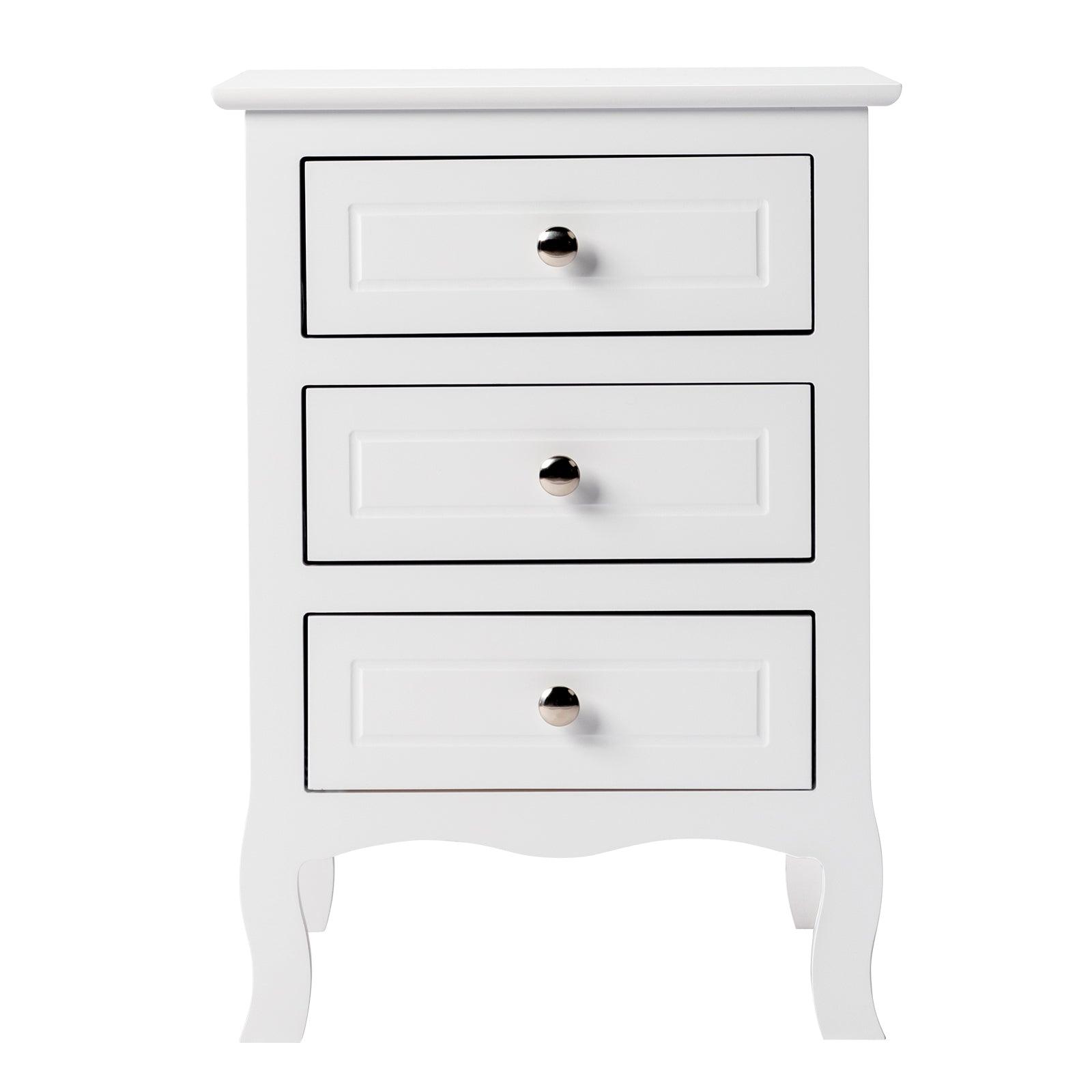 Ah-decor 45*38*63cm Country Style Three Drawer Night Table Large Size White