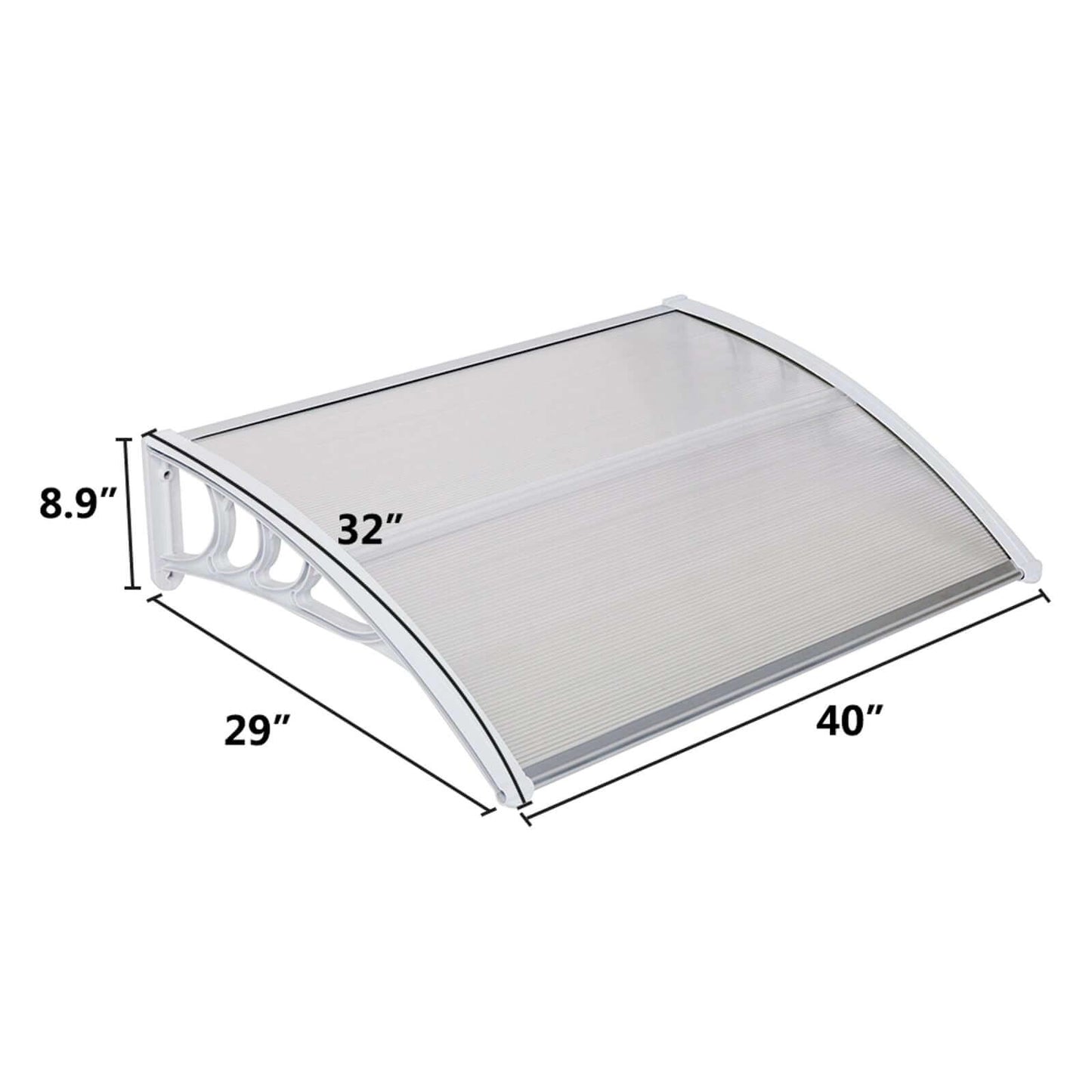 Ah-decor Awnings 39.37 x 31.5  Inch (100 x 80 Cm) Household Application Door & Window Awnings Transparent Board & White Holder