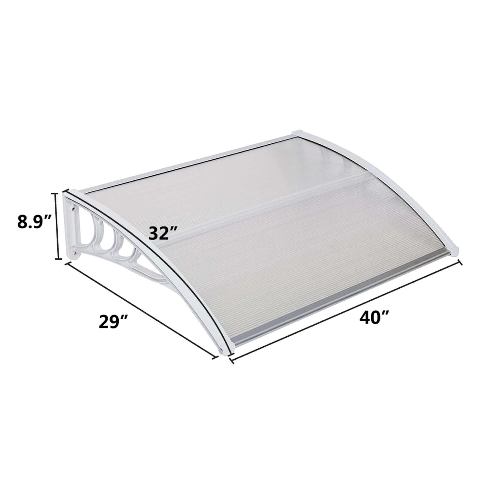 Ah-decor Awnings 39.37 x 31.5  Inch (100 x 80 Cm) Household Application Door & Window Awnings Transparent Board & White Holder