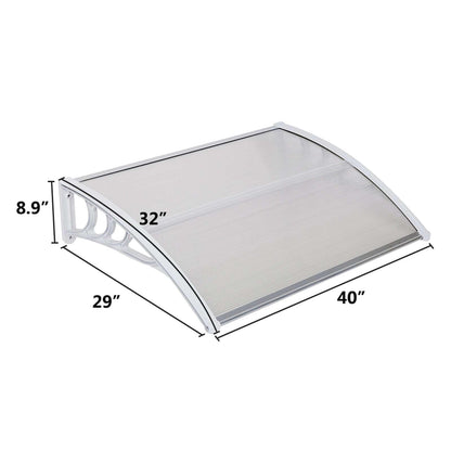 Ah-decor Awnings 39.37 x 31.5  Inch (100 x 80 Cm) Household Application Door & Window Awnings Transparent Board & White Holder