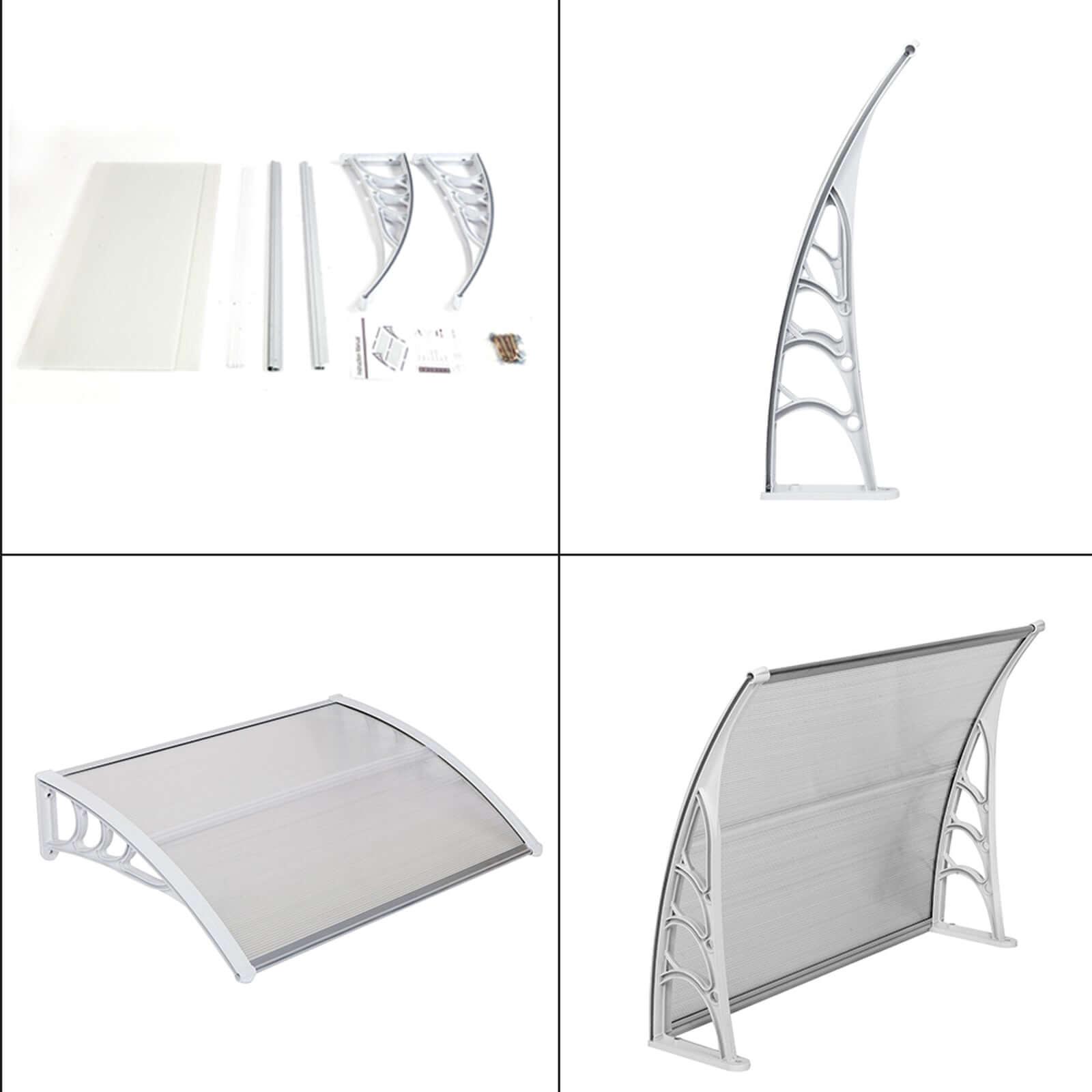 Ah-decor Awnings 39.37 x 31.5  Inch (100 x 80 Cm) Household Application Door & Window Awnings Transparent Board & White Holder
