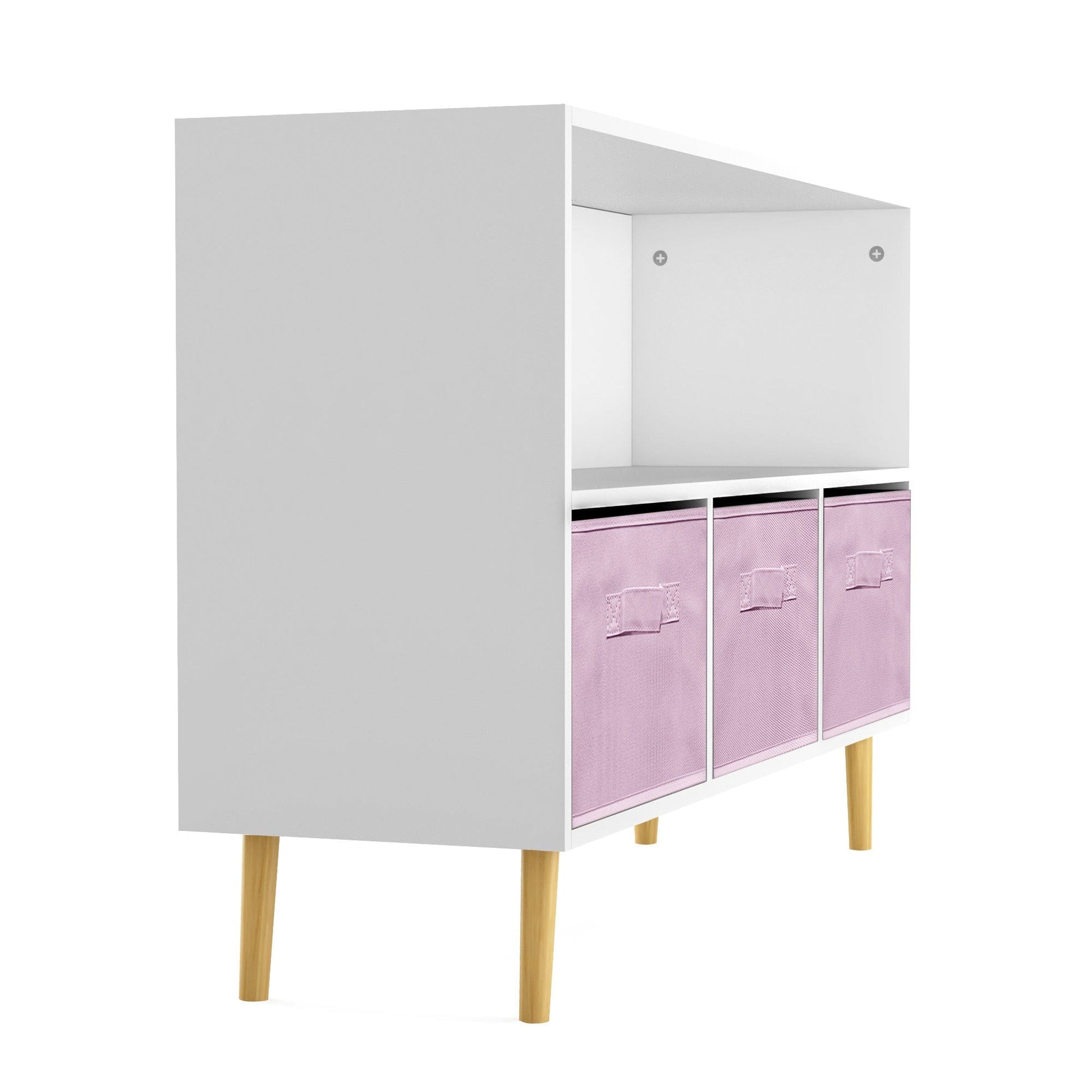 AHDECOR Collapsible Fabric Drawers Kids Bookcase with Toy Storage Cabinet Organizer