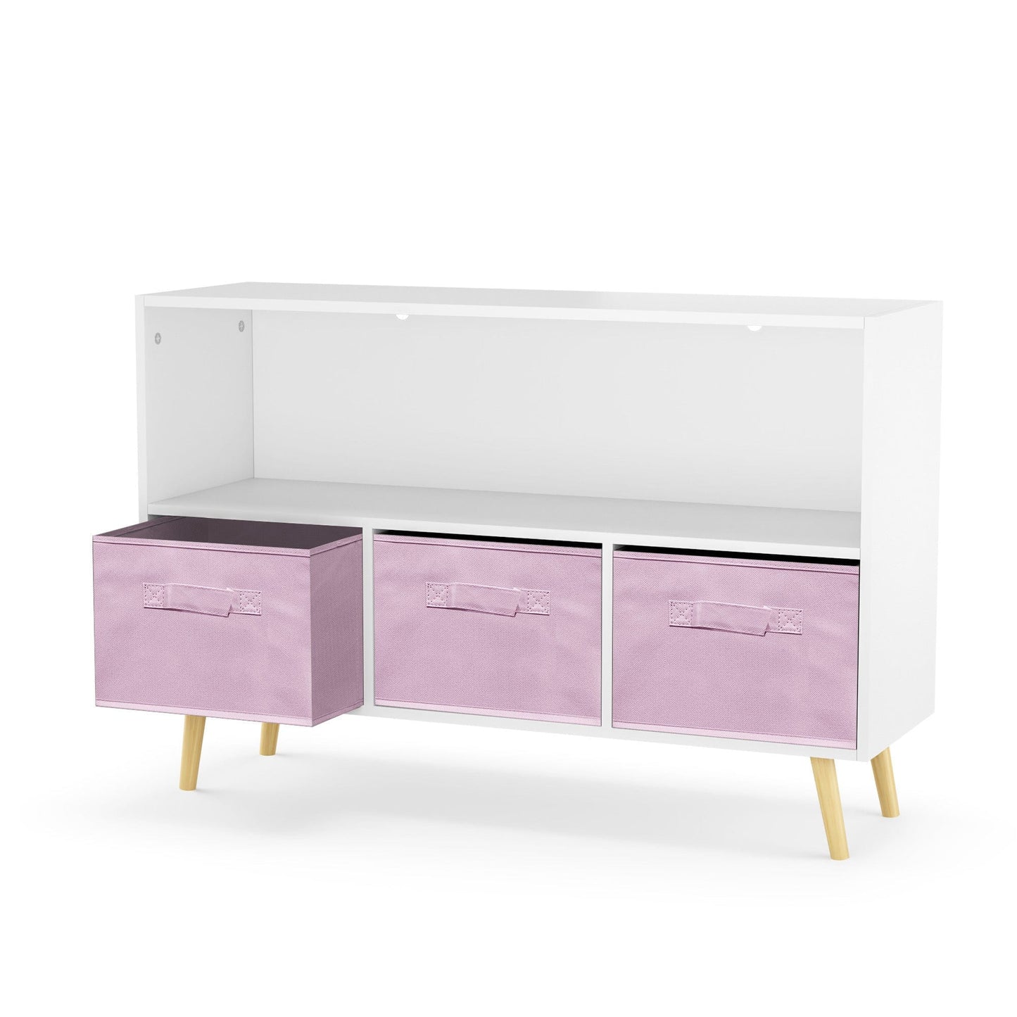 AHDECOR Collapsible Fabric Drawers Kids Bookcase with Toy Storage Cabinet Organizer