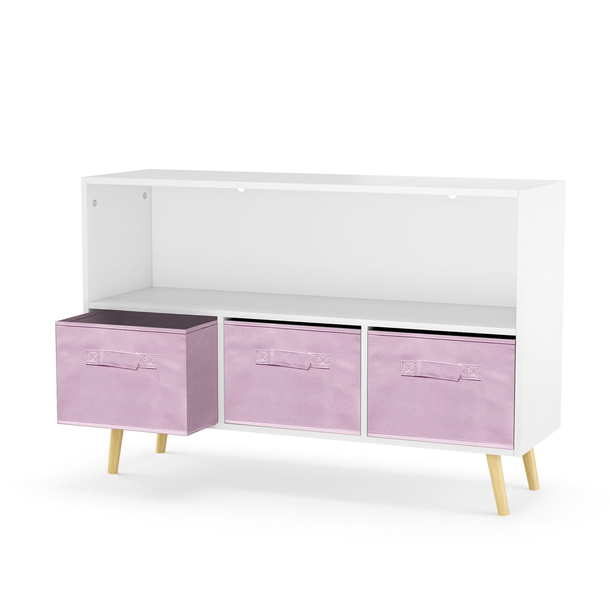 AHDECOR Collapsible Fabric Drawers Kids Bookcase with Toy Storage Cabinet Organizer