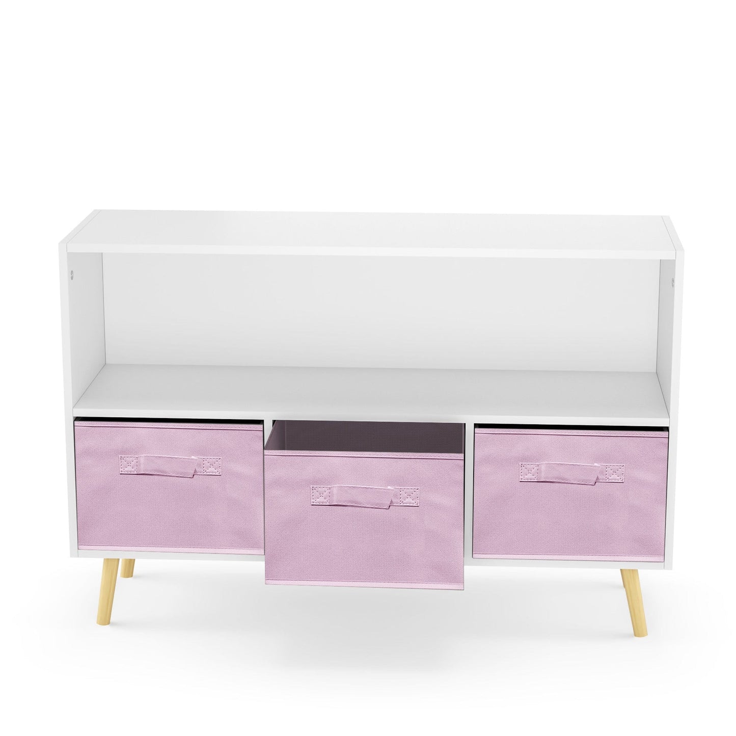 AHDECOR Collapsible Fabric Drawers Kids Bookcase with Toy Storage Cabinet Organizer