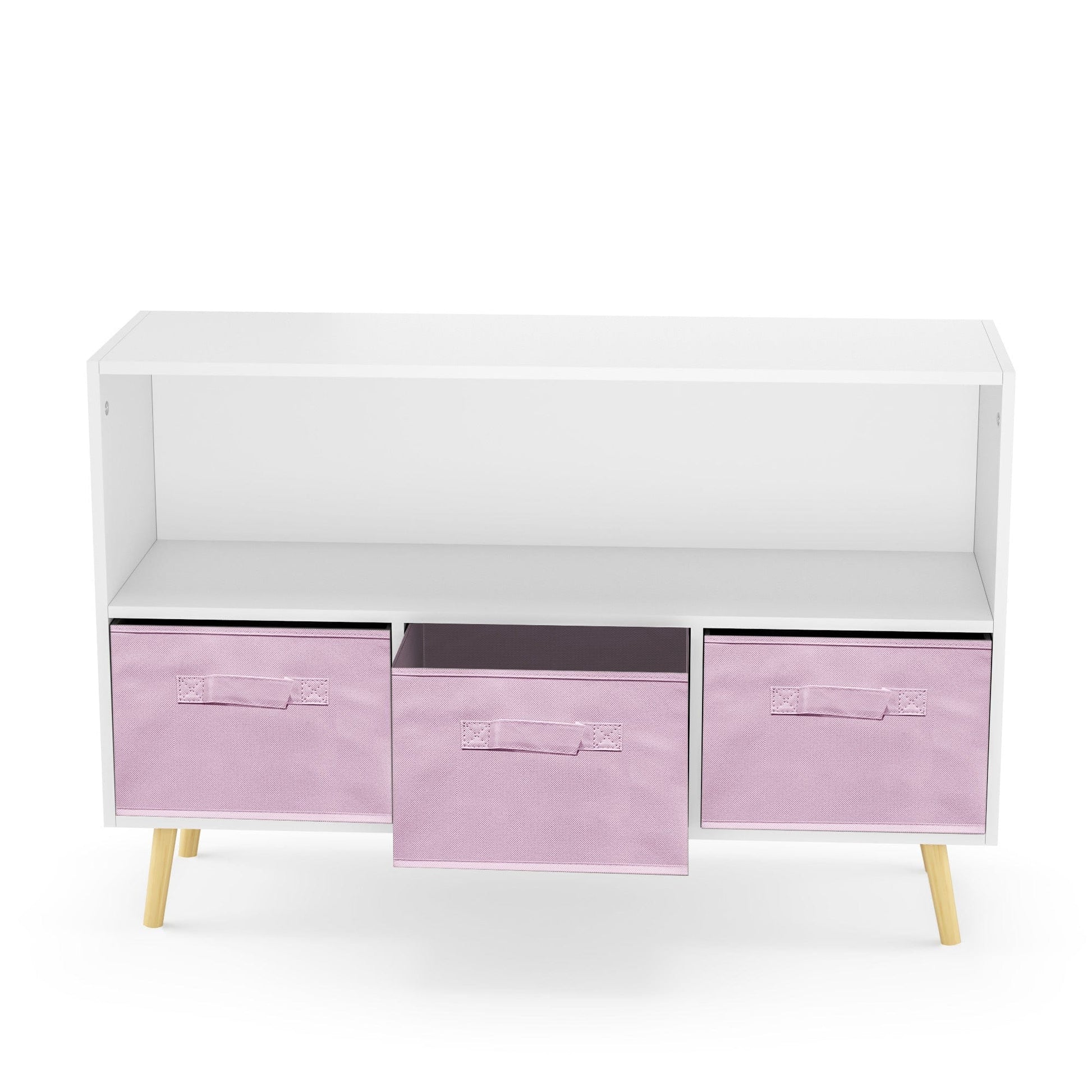 AHDECOR Collapsible Fabric Drawers Kids Bookcase with Toy Storage Cabinet Organizer