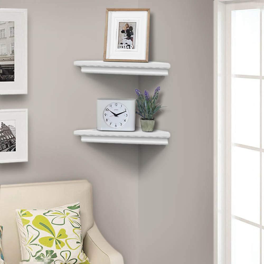 AHDECOR-HOME corner shelf White AHDECOR White Corner Wall Shelves, Wall Mounted Floating Corner Shelf for Home Décor, 2-Pack