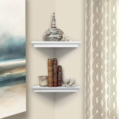 AHDECOR-HOME corner shelf White AHDECOR White Corner Wall Shelves, Wall Mounted Floating Corner Shelf for Home Décor, 2-Pack