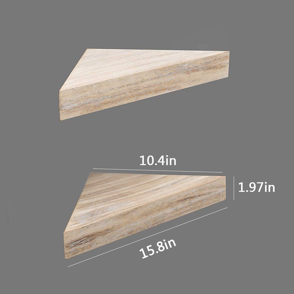 Ah-decor corner shelves Straight edge / Rustic AHDECOR Rustic Wood Corner Wall Shelves, Wall Mounted Floating Corner Shelf for Home Décor, 2-Pack