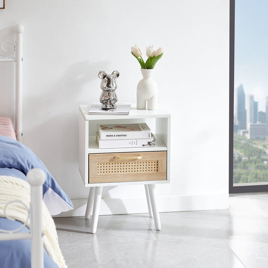 Ah-decor end tables White Storage Side Table for Home Decor
