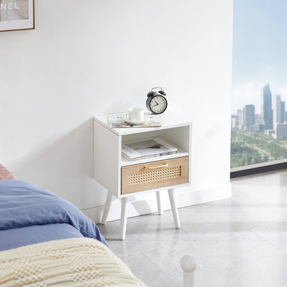 Ah-decor end tables White Storage Side Table for Home Decor
