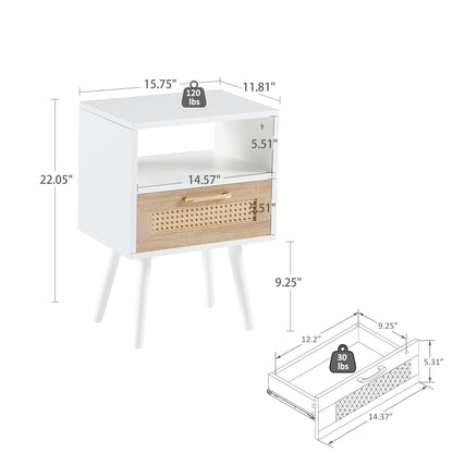 Ah-decor end tables White Storage Side Table for Home Decor