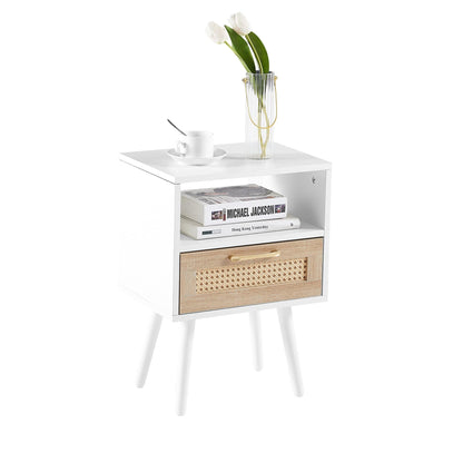 Ah-decor end tables White Storage Side Table for Home Decor