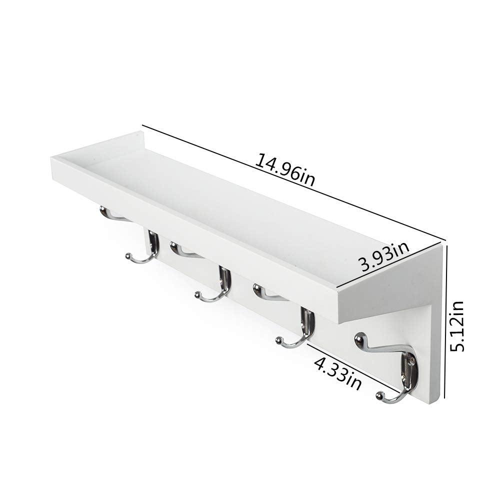Ah-decor entry hook White / 15 inch Wall Hanging Organizer with 4 Sturdy Hooks