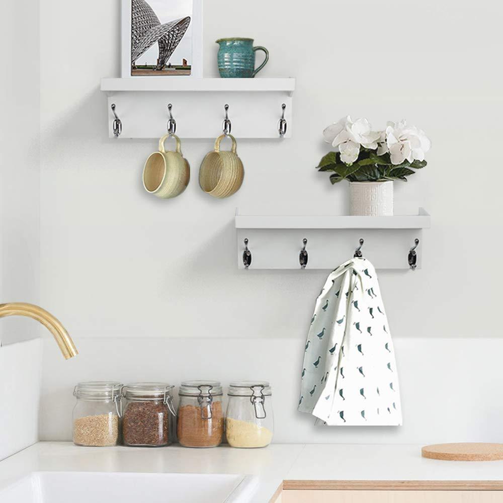 Ah-decor entry hook White / 15 inch Wall Hanging Organizer with 4 Sturdy Hooks