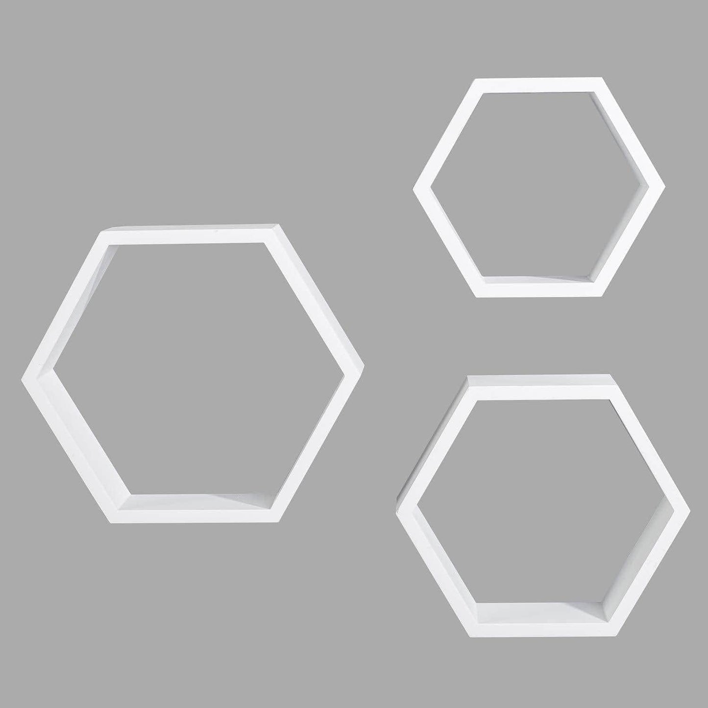 Ah-decor floating shelves White Set of 3 White Adjustable Wall Mounted Hexagon Floating Shelves