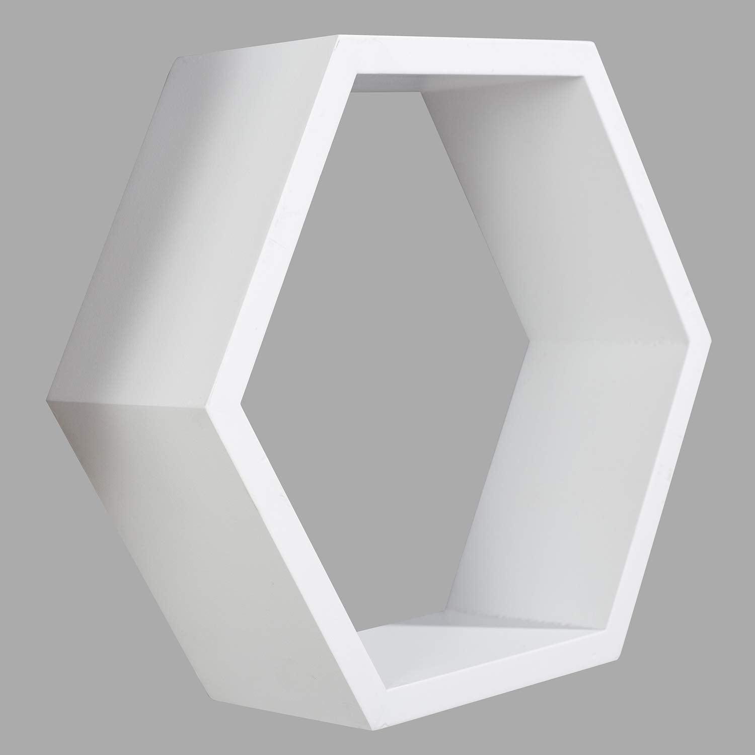 Ah-decor floating shelves White Set of 3 White Adjustable Wall Mounted Hexagon Floating Shelves