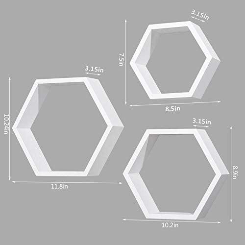 Ah-decor floating shelves White Set of 3 White Adjustable Wall Mounted Hexagon Floating Shelves