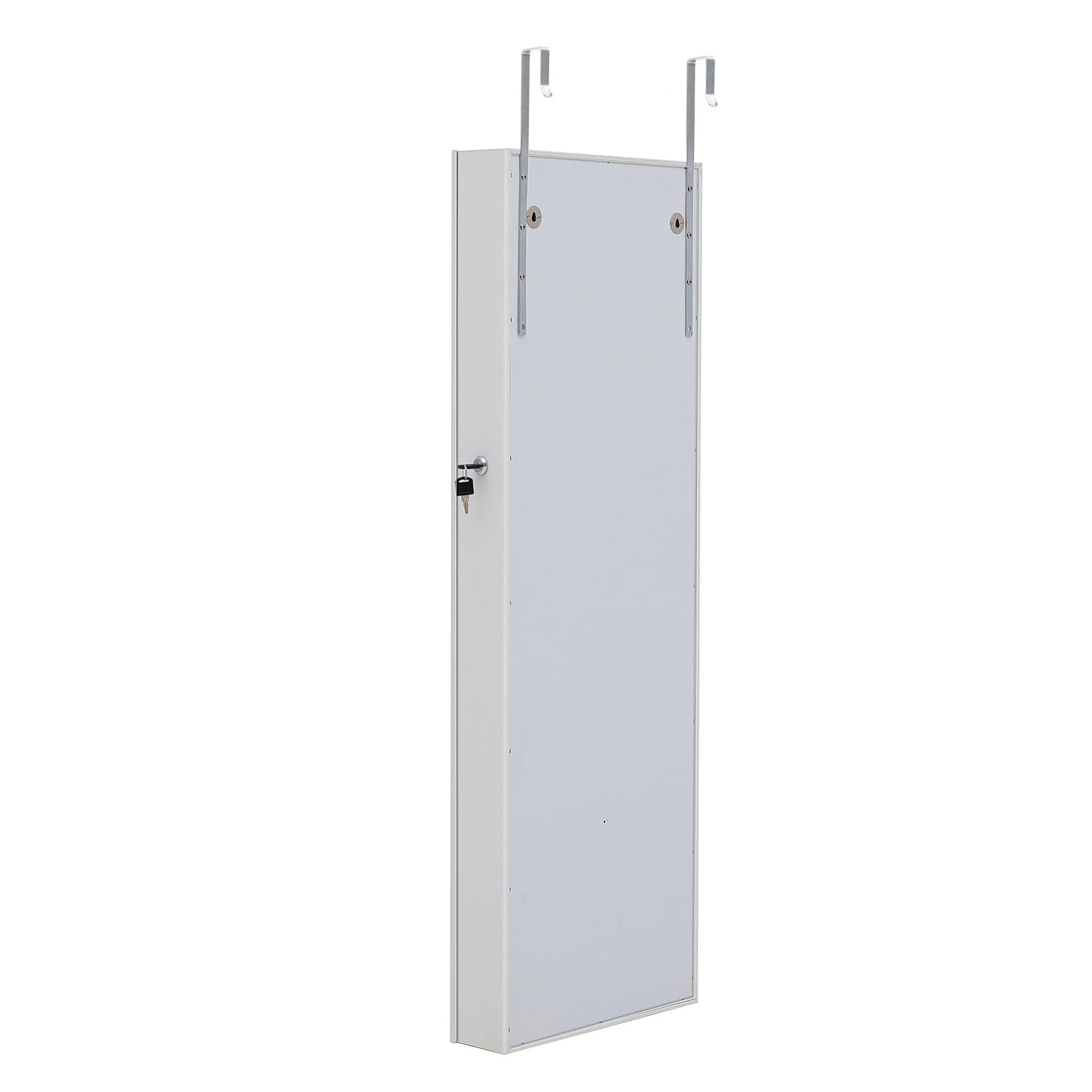 AHDECOR Jewelry Cabinet Organizer Fashion Simple Jewelry Storage Mirror Cabinet With LED Lights Can Be Hung On The Door Or Wall