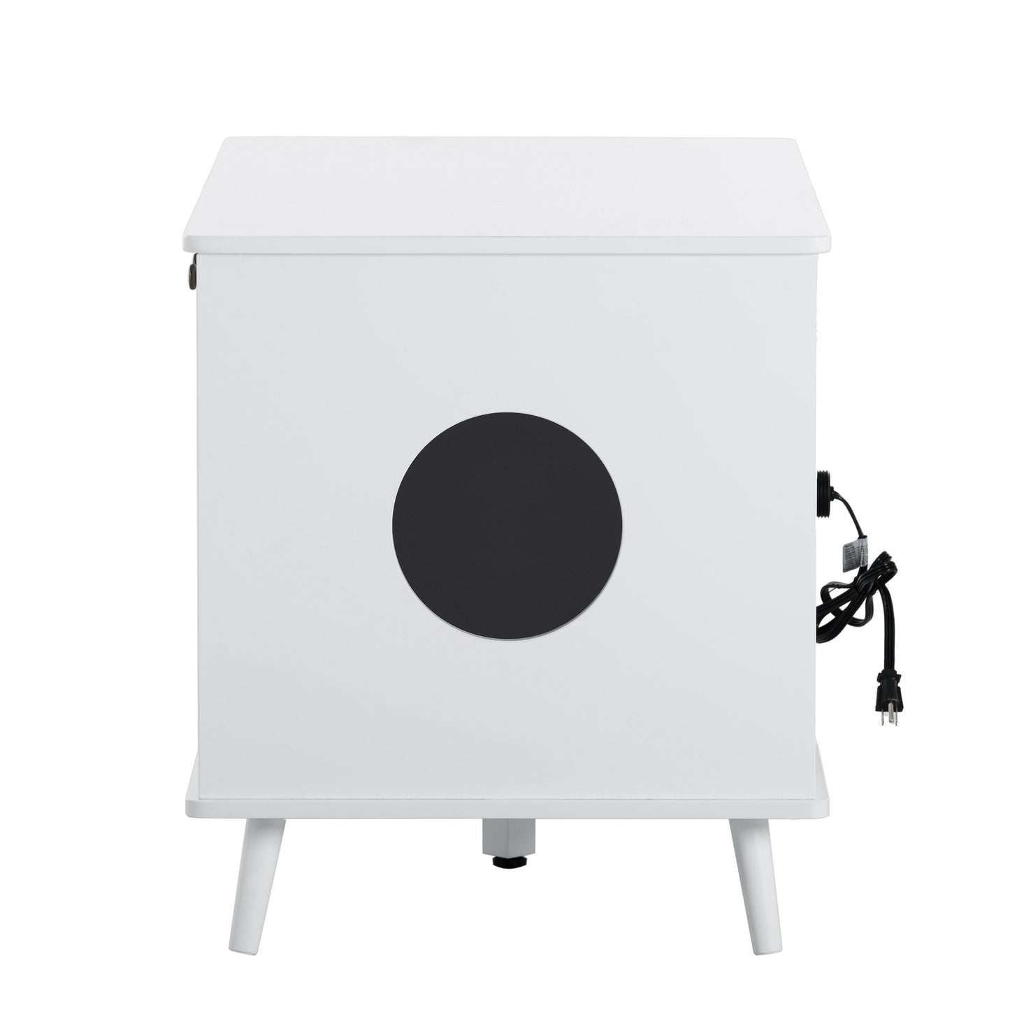 AHDECOR Litter Box Enclosure, Cat Litter Box Furniture with Hidden Plug, 3 Doors,Indoor Cat Washroom Storage Bench Side Table Cat House, Large Wooden Enclused Litter Box House, White