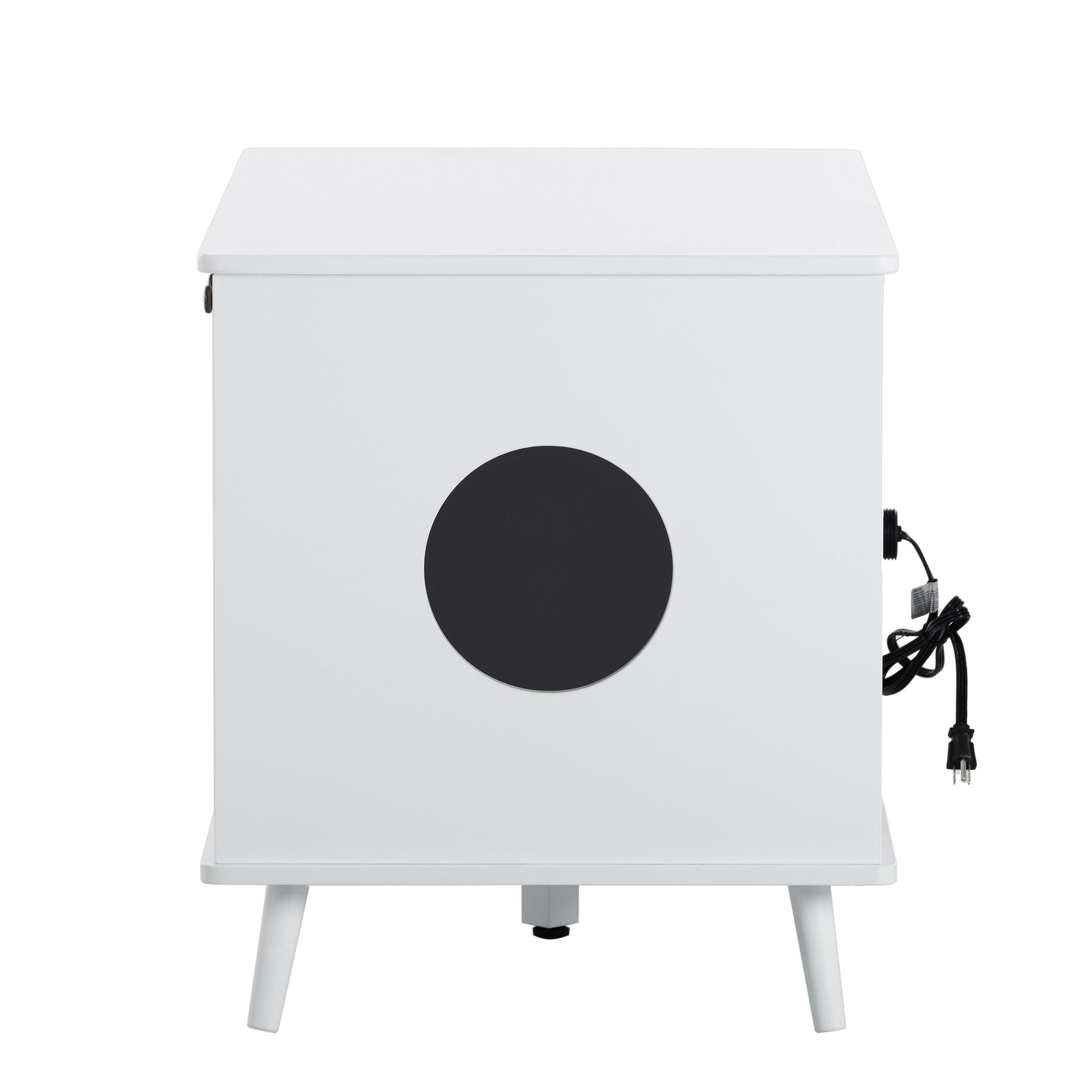 AHDECOR Litter Box Enclosure, Cat Litter Box Furniture with Hidden Plug, 3 Doors,Indoor Cat Washroom Storage Bench Side Table Cat House, Large Wooden Enclused Litter Box House, White