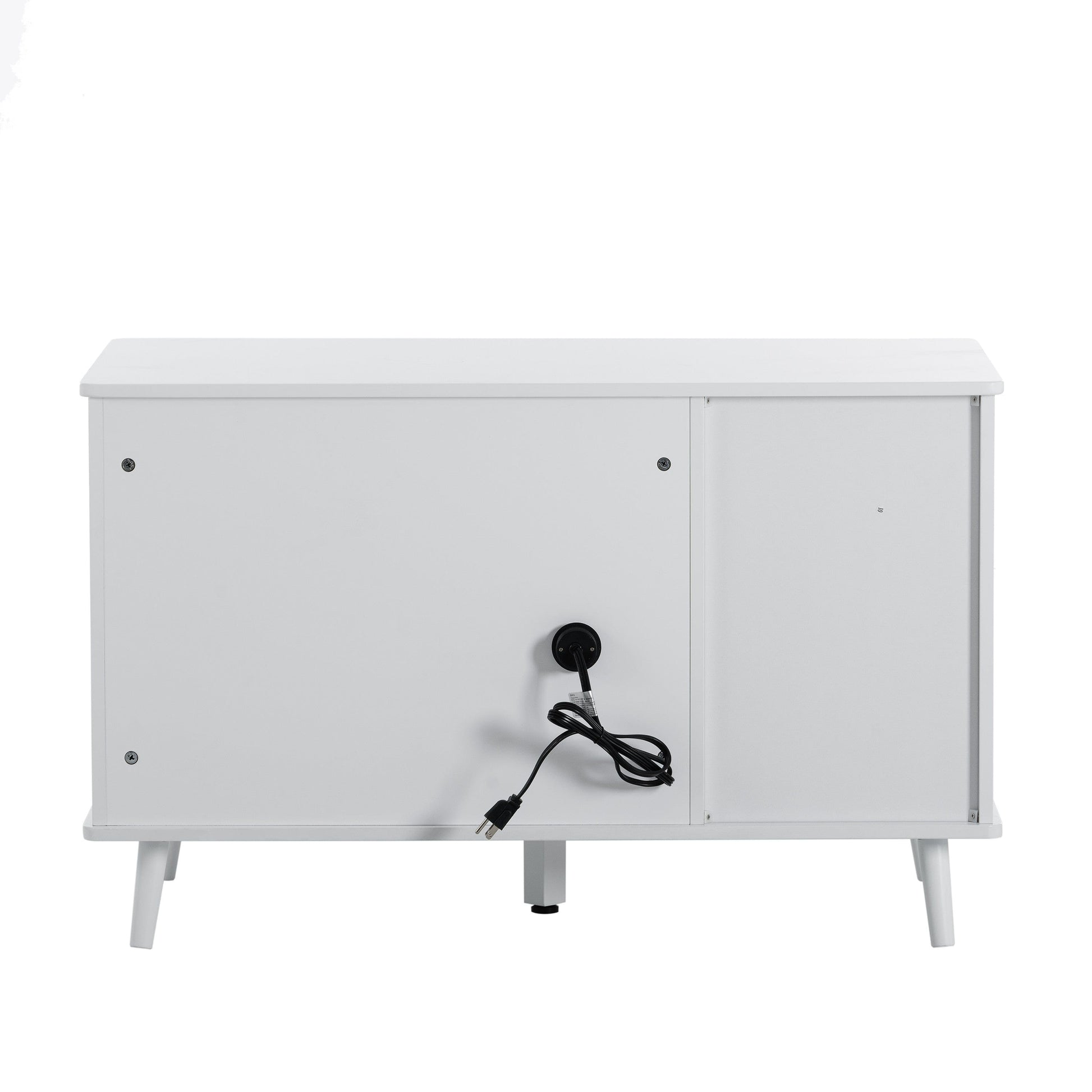 AHDECOR Litter Box Enclosure, Cat Litter Box Furniture with Hidden Plug, 3 Doors,Indoor Cat Washroom Storage Bench Side Table Cat House, Large Wooden Enclused Litter Box House, White