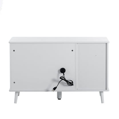 AHDECOR Litter Box Enclosure, Cat Litter Box Furniture with Hidden Plug, 3 Doors,Indoor Cat Washroom Storage Bench Side Table Cat House, Large Wooden Enclused Litter Box House, White