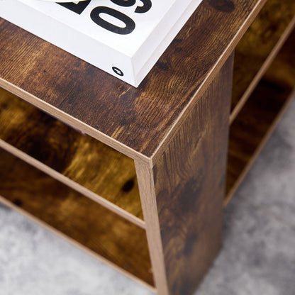 Ah-decor side table Square side table,simple style design,3-tier end table,wood living room nightstand,bedroom,easy assembly,1-pack, rustic brown