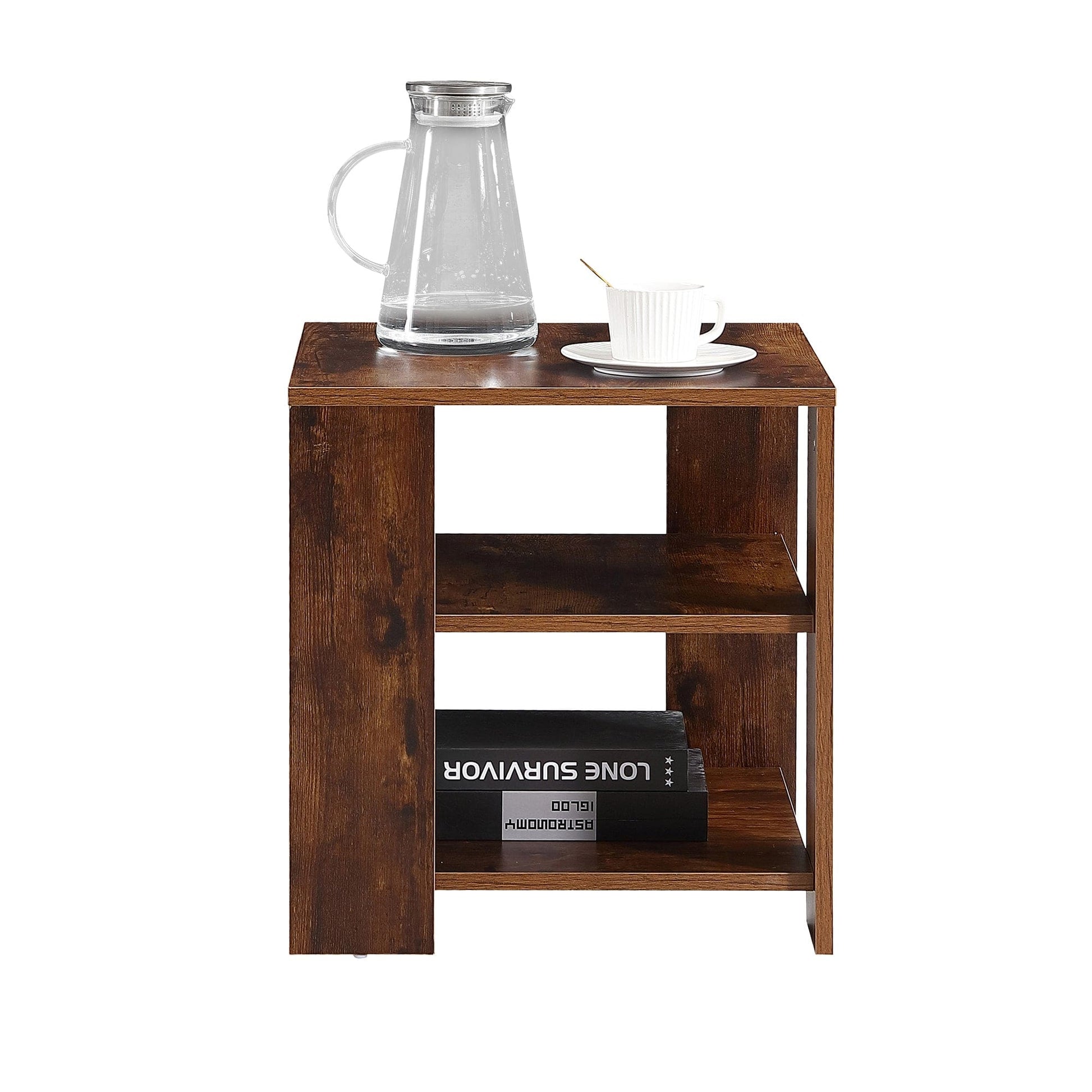 Ah-decor side table Square side table,simple style design,3-tier end table,wood living room nightstand,bedroom,easy assembly,1-pack, rustic brown