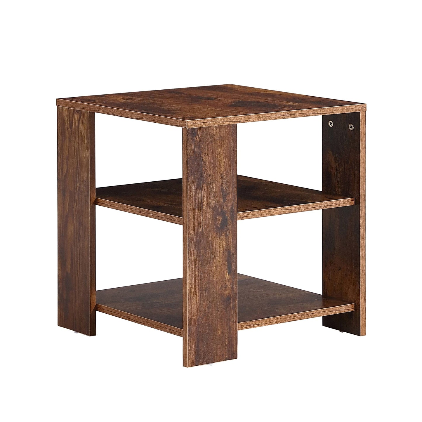 Ah-decor side table Square side table,simple style design,3-tier end table,wood living room nightstand,bedroom,easy assembly,1-pack, rustic brown