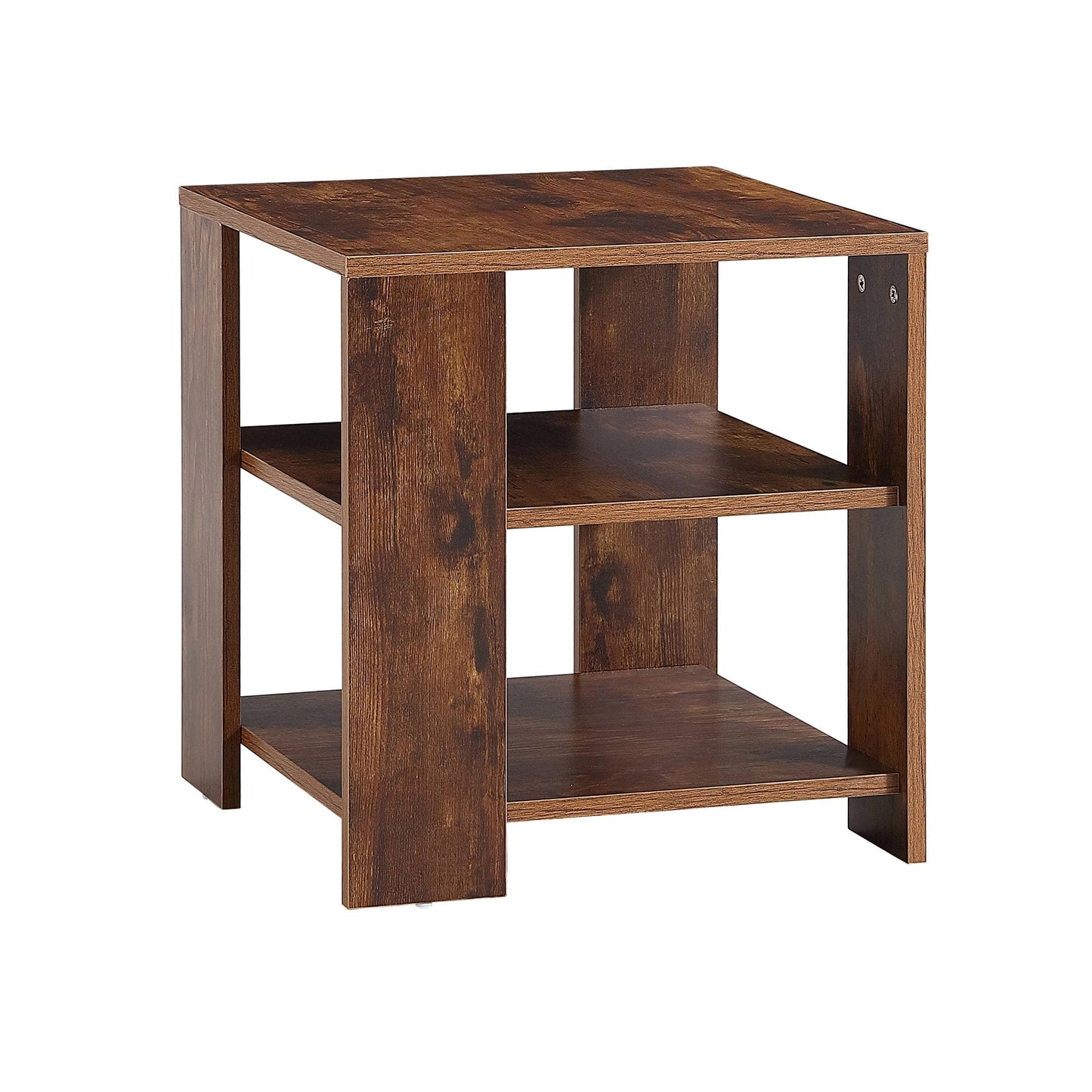 Ah-decor side table Square side table,simple style design,3-tier end table,wood living room nightstand,bedroom,easy assembly,1-pack, rustic brown