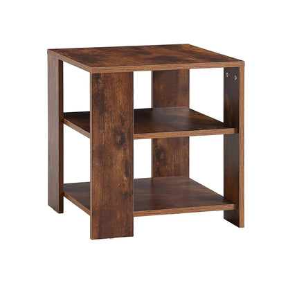 Ah-decor side table Square side table,simple style design,3-tier end table,wood living room nightstand,bedroom,easy assembly,1-pack, rustic brown