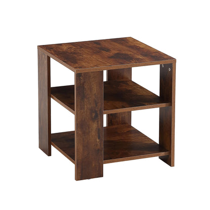 Ah-decor side table Square side table,simple style design,3-tier end table,wood living room nightstand,bedroom,easy assembly,1-pack, rustic brown