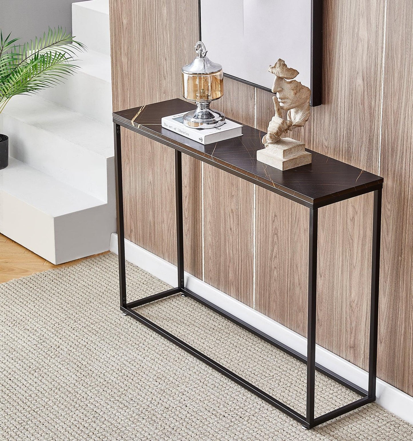 AHDECOR-HOME sofa tabels Black Metal Modern console table for bedroom, dinning room, kitchen room