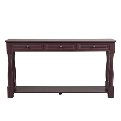 Ah-decor sofa table Console Table for Entryway Wood Sofa Table with Storage Drawers and Bottom Shelf for Hallway Living Room Brown Color
