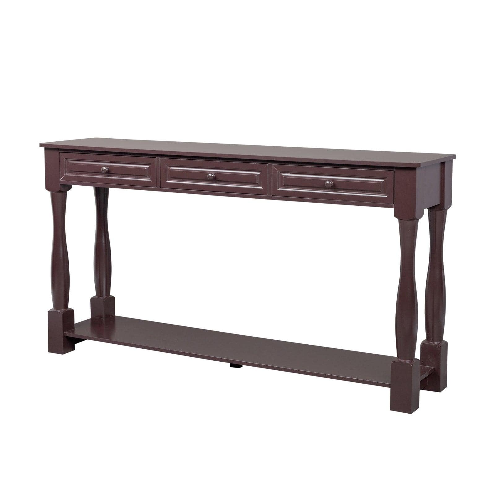 Ah-decor sofa table Console Table for Entryway Wood Sofa Table with Storage Drawers and Bottom Shelf for Hallway Living Room Brown Color