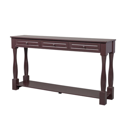 Ah-decor sofa table Console Table for Entryway Wood Sofa Table with Storage Drawers and Bottom Shelf for Hallway Living Room Brown Color