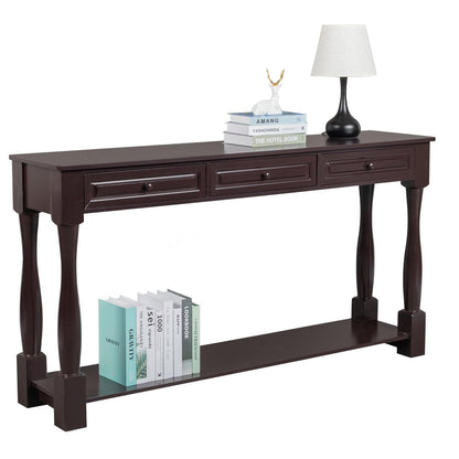 Ah-decor sofa table Console Table for Entryway Wood Sofa Table with Storage Drawers and Bottom Shelf for Hallway Living Room Brown Color