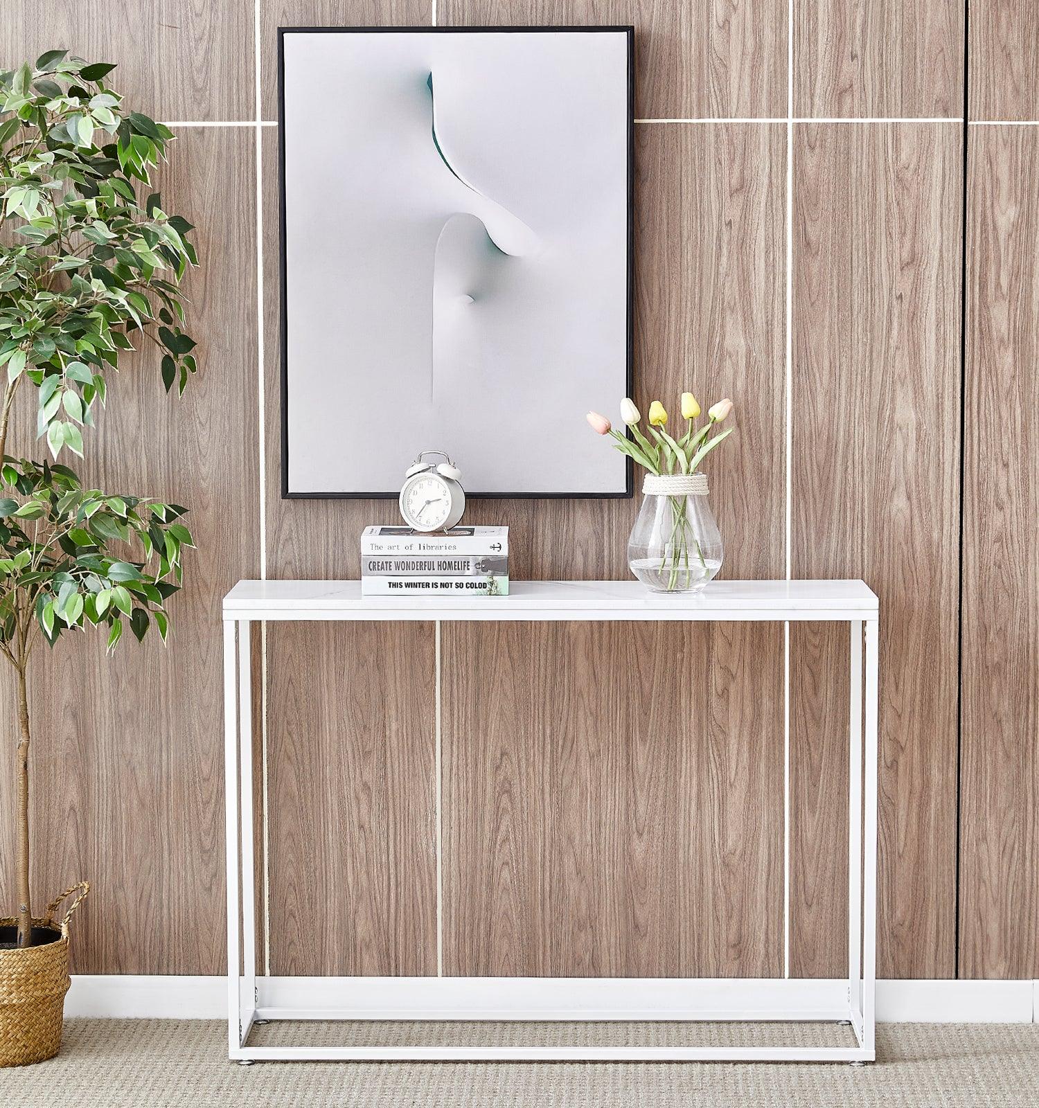 Ahdecor sofa table Console table , White| Living Room, Gold Entrance Table