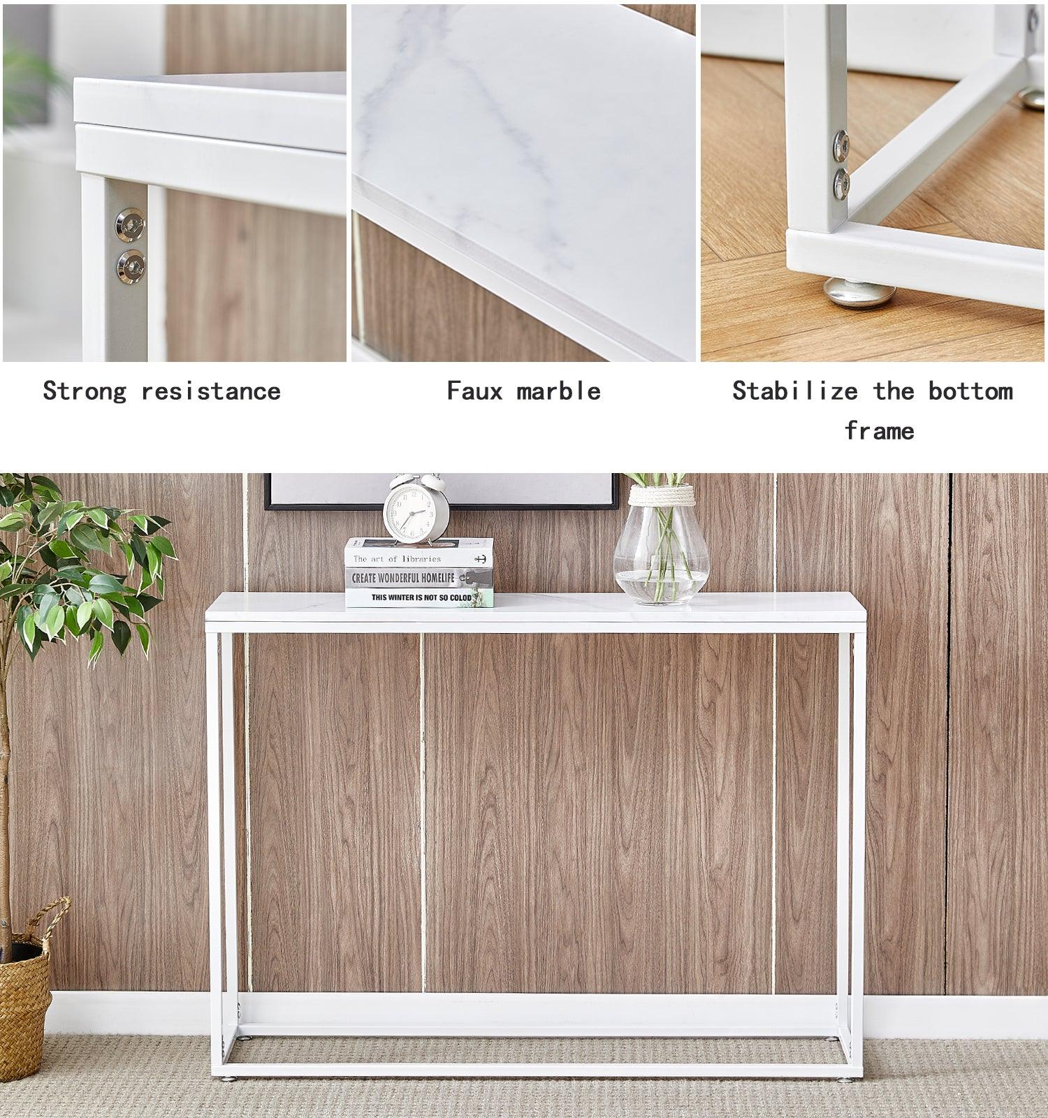 Ahdecor sofa table Console table , White| Living Room, Gold Entrance Table