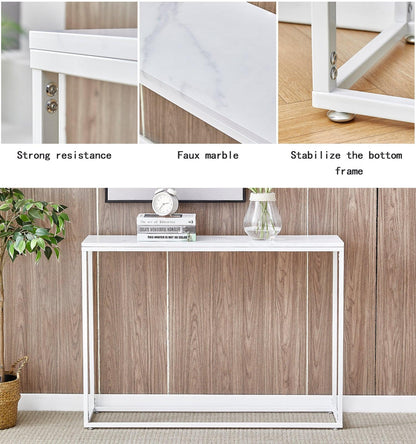 Ahdecor sofa table Console table , White| Living Room, Gold Entrance Table