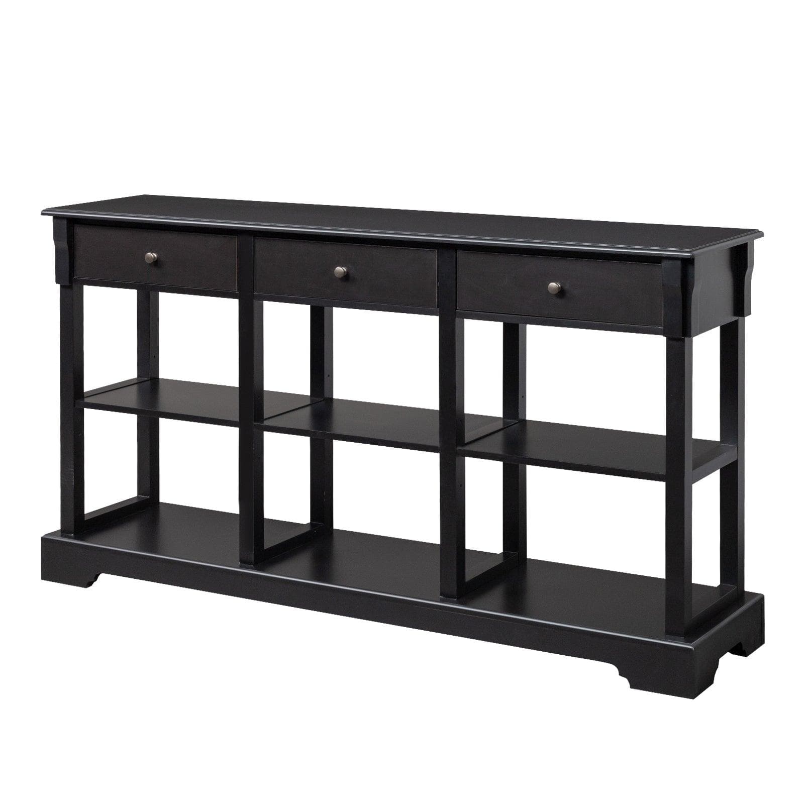 AH-DECOR sofa table Kitchen Buffet Cabinet Sideboard with Open Shelves and 3 Drawers