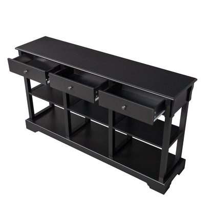 AH-DECOR sofa table Kitchen Buffet Cabinet Sideboard with Open Shelves and 3 Drawers
